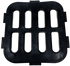The standard rubber insert for GreenGuard Grazing Muzzles; it is a square piece of substantial rubber with eight equidistant holes, which correspond to the holes in the muzzle basket. It has four tabs on the right and left sides and one each at top and bottom.