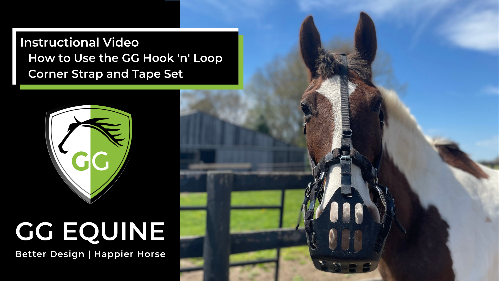Load video: The primary instruction and tutorial video on how to use the hook and loop (read: velcro) strap set from GG Equine.